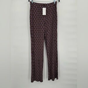 Mango Purple Flower Hippie, Retro  Fit & Flare Pants NWT‎ Size Women’s Large